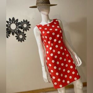 ALYX dress~Bright Orange/White Polka Dot~Stretch~Sleeveless~Sheath Dress~Size 6